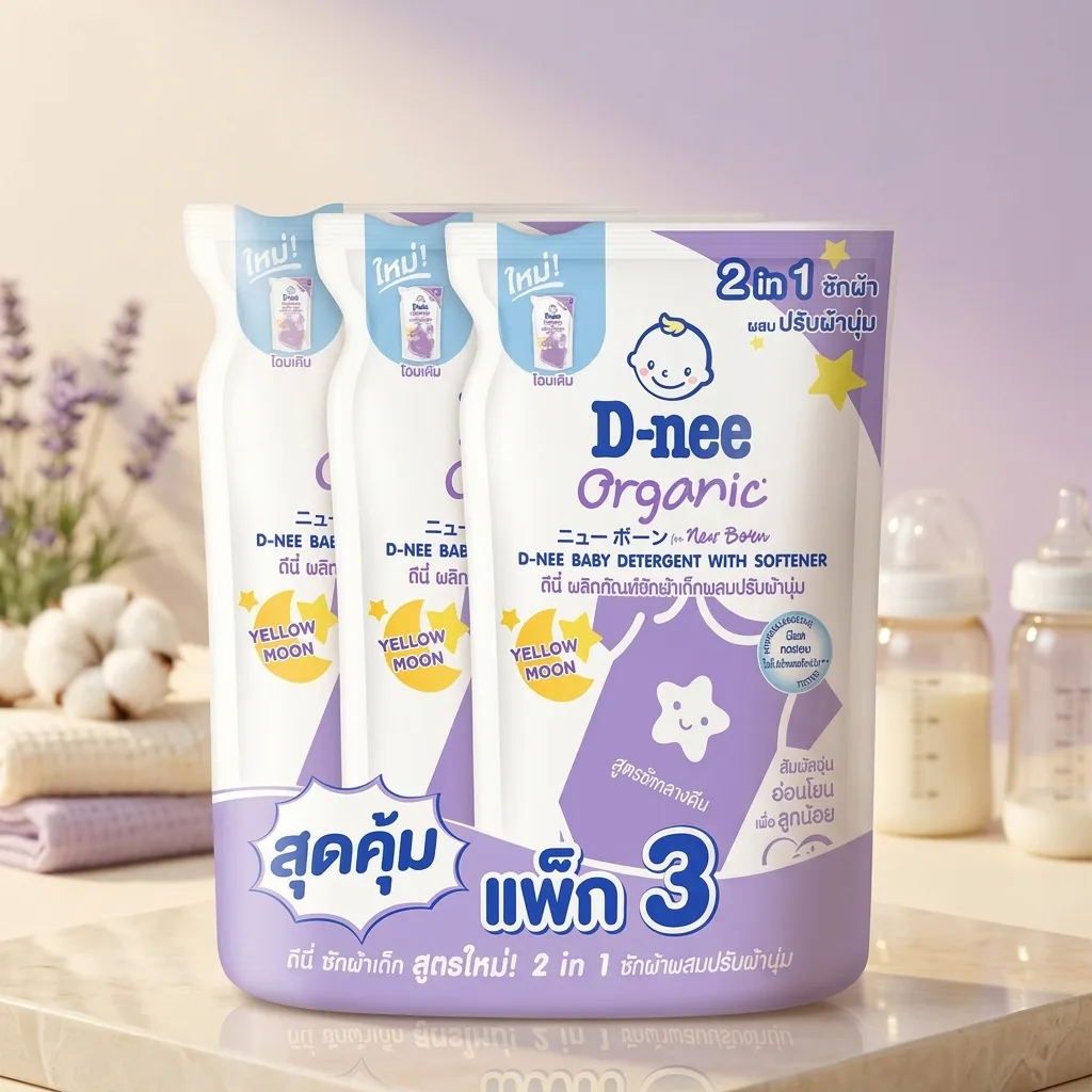 D-nee Baby Laundry with Softener Purple 460ml (Pack of 3)