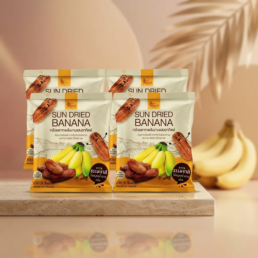 OTOP Rai Tabtim Siam Sun-Dried Banana 90g (Pack of 4)